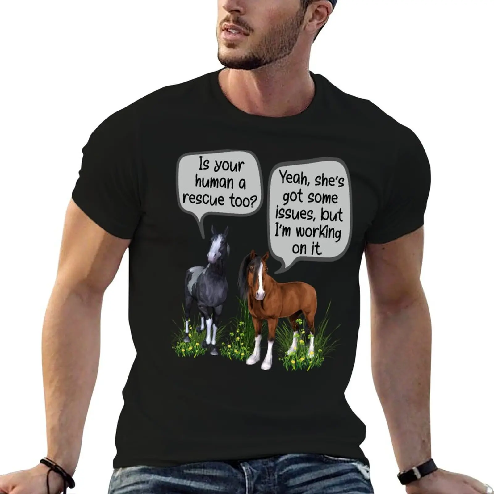 Horse Rescue Funny Quote T-Shirt cute tops summer tops quick drying plain t shirts men