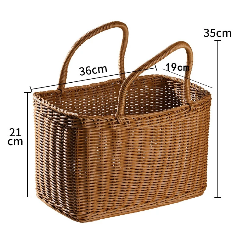 1 Stück gewebte Weiden körbe Blumen griffe Stroh frucht Geschenk einkaufen Hand Tasche braun