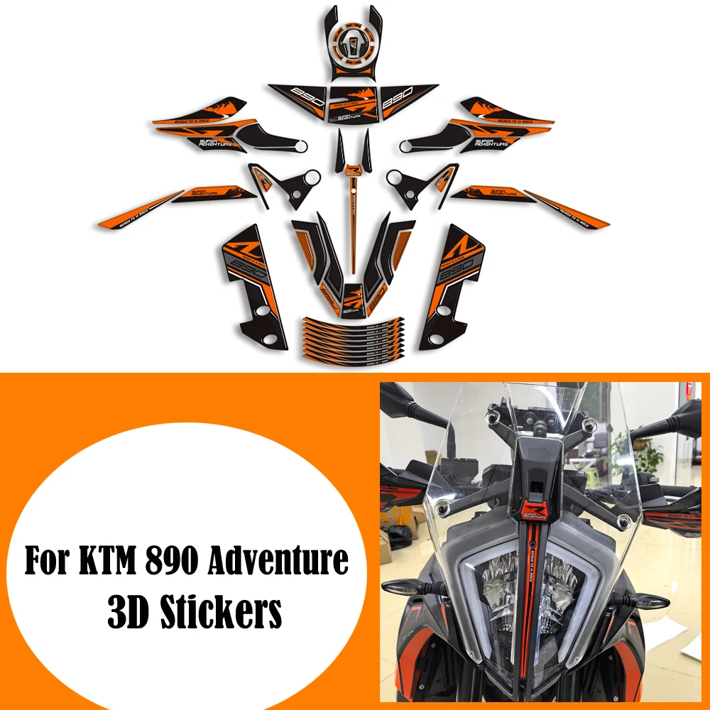 For KTM 890 Adventure R ADV 2019-2025 Protector Tank Pad Side Grips Gas Fuel Oil Kit Knee Handguard Handshield Stickers Decals