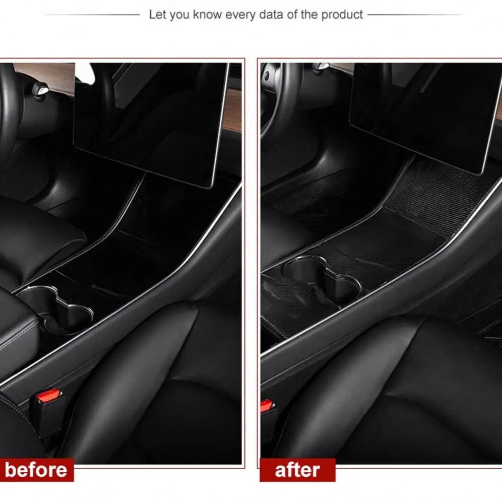 New Energy Vehicle Parts & Accessories Real Carbon Fiber Center Console Protective For Tesla Model 3 2017-2021 Accessory Model3