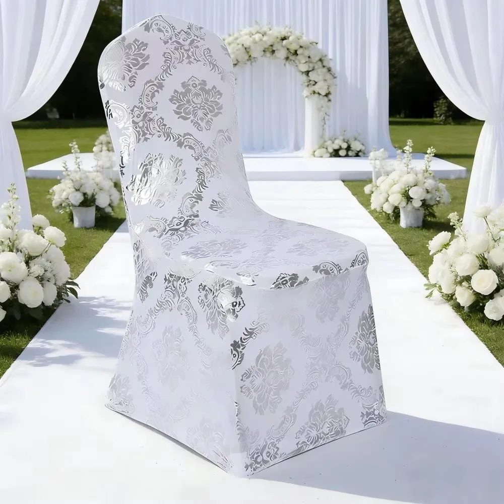 Full Cover Bronzing Elastic Chair Cover Dust-proof Breathable Hot-Stamped Stretch Chair Cover Washable Seat Cover Restaurant