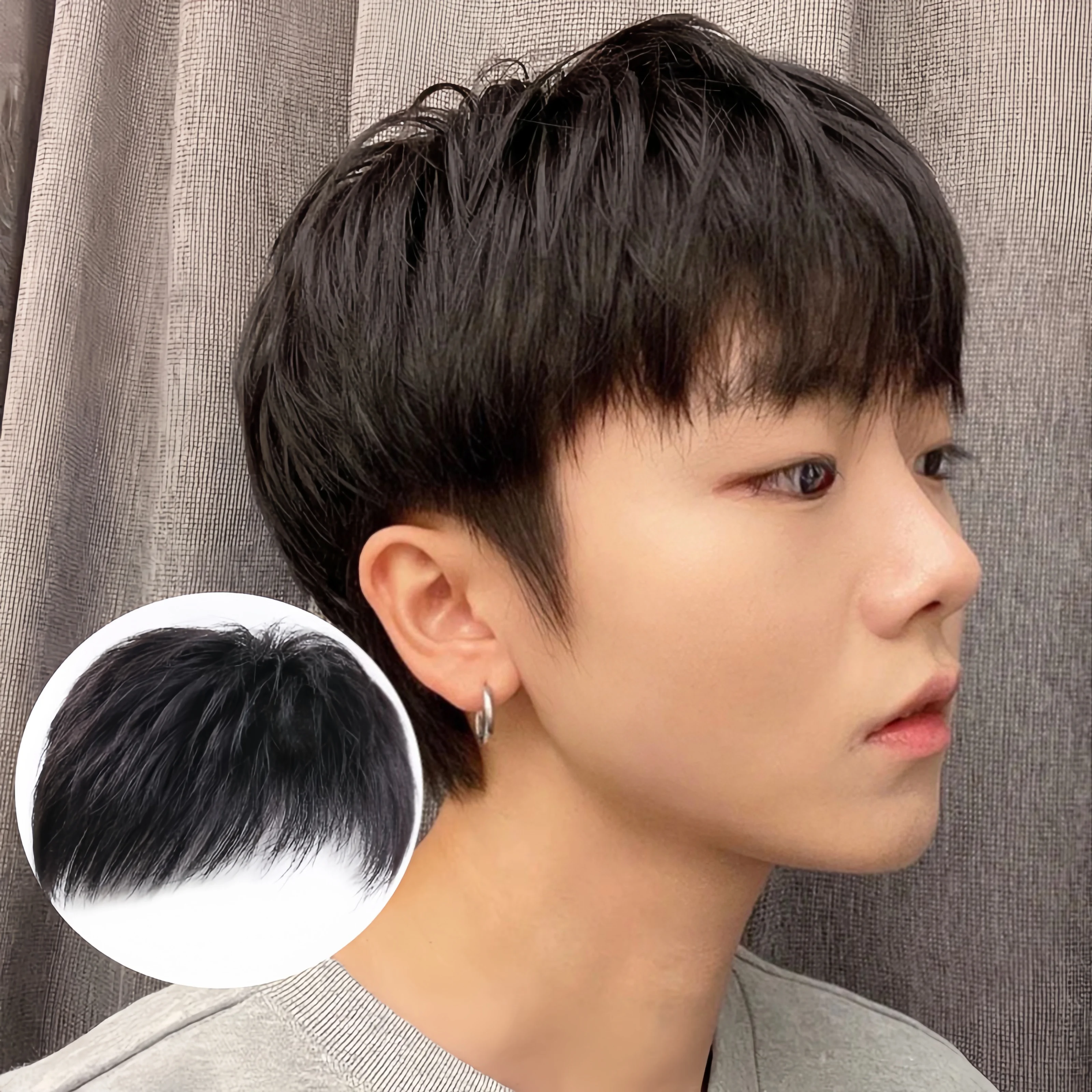 

Hot-selling wig men's hair patch synthetic fiber high temperature silk hair shade white hair natural breathable patch