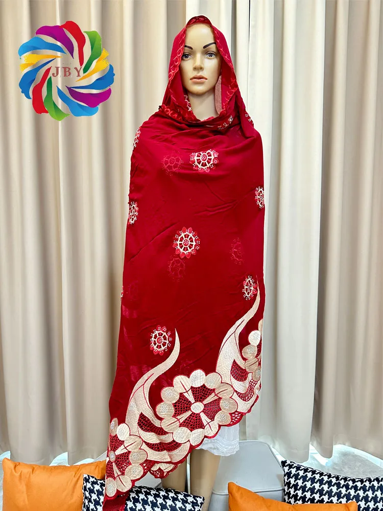 african muslim women scarf Scarf High Quality 100% Cotton Embroidery Dubai African Women Islamic Scarf Embroidery