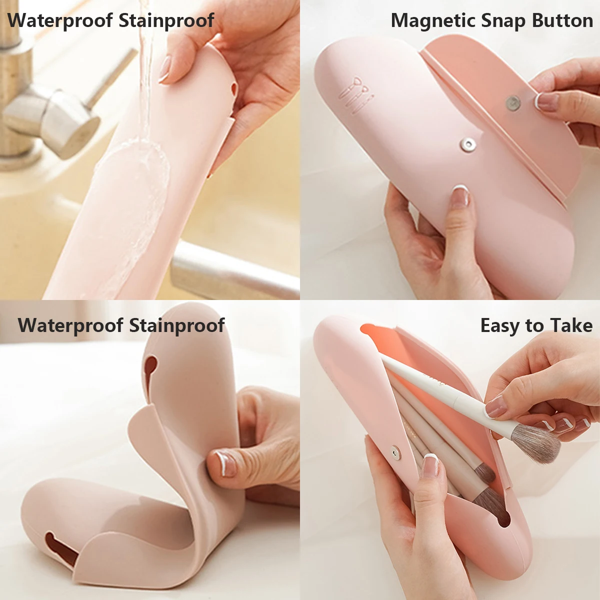 Silicone Magnetic Closure Travel Cosmetic Bag Makeup Brush Bag