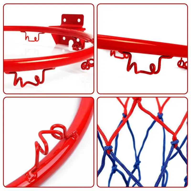 32CM Hanging Basketball Hoop Wall Mounted Goal Hoop Rim Net Sports Netting Indoor Outdoor Wall Mounted Hanging Basket Net