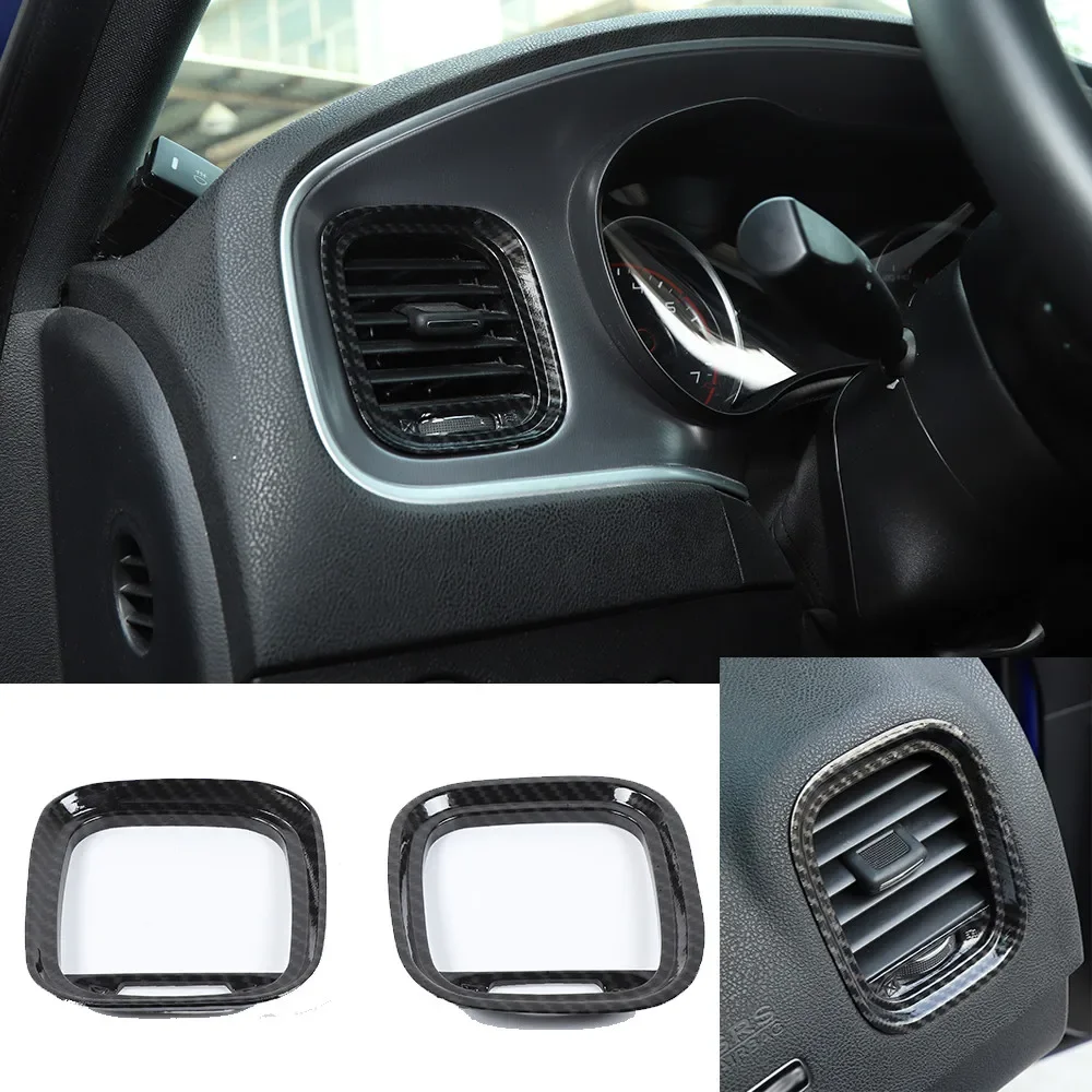 

2Pcs ABS Interior Dashboard Side Air Vent Outlet Cover Decorative Trim Fit for Dodge Charger 2015-2023 Car Accessories