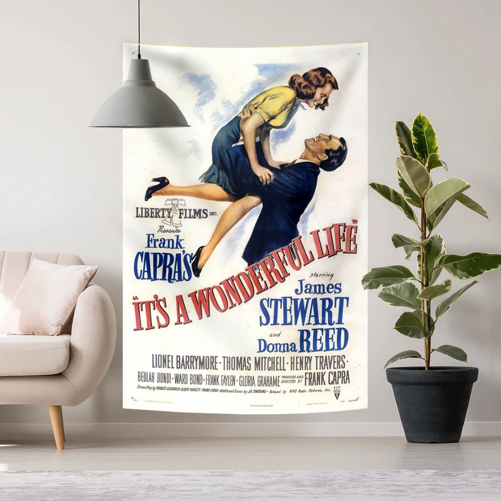 Рождественский-классический-гобелен-«Это-чудесная-жизнь»-Джордж-Бедфорд-Настенный-декор-для-спальни-Гостиная-Диван-Холст-Настенный-принт