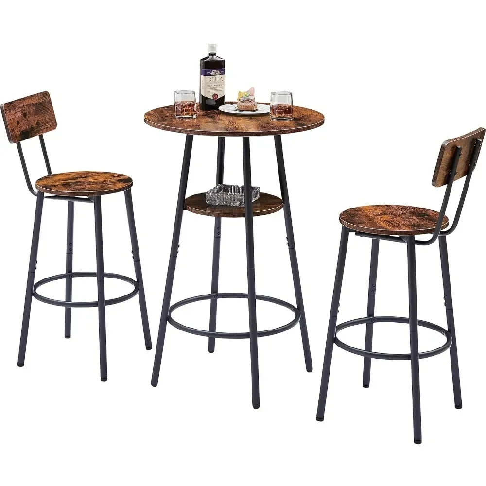 بيسترو مستدير مكون من 3 قطع، وطاولة واحدة وكرسيين مع مسند ظهر للمطبخ، والشقة، ومساحة صغيرة، وحواجب ريفية