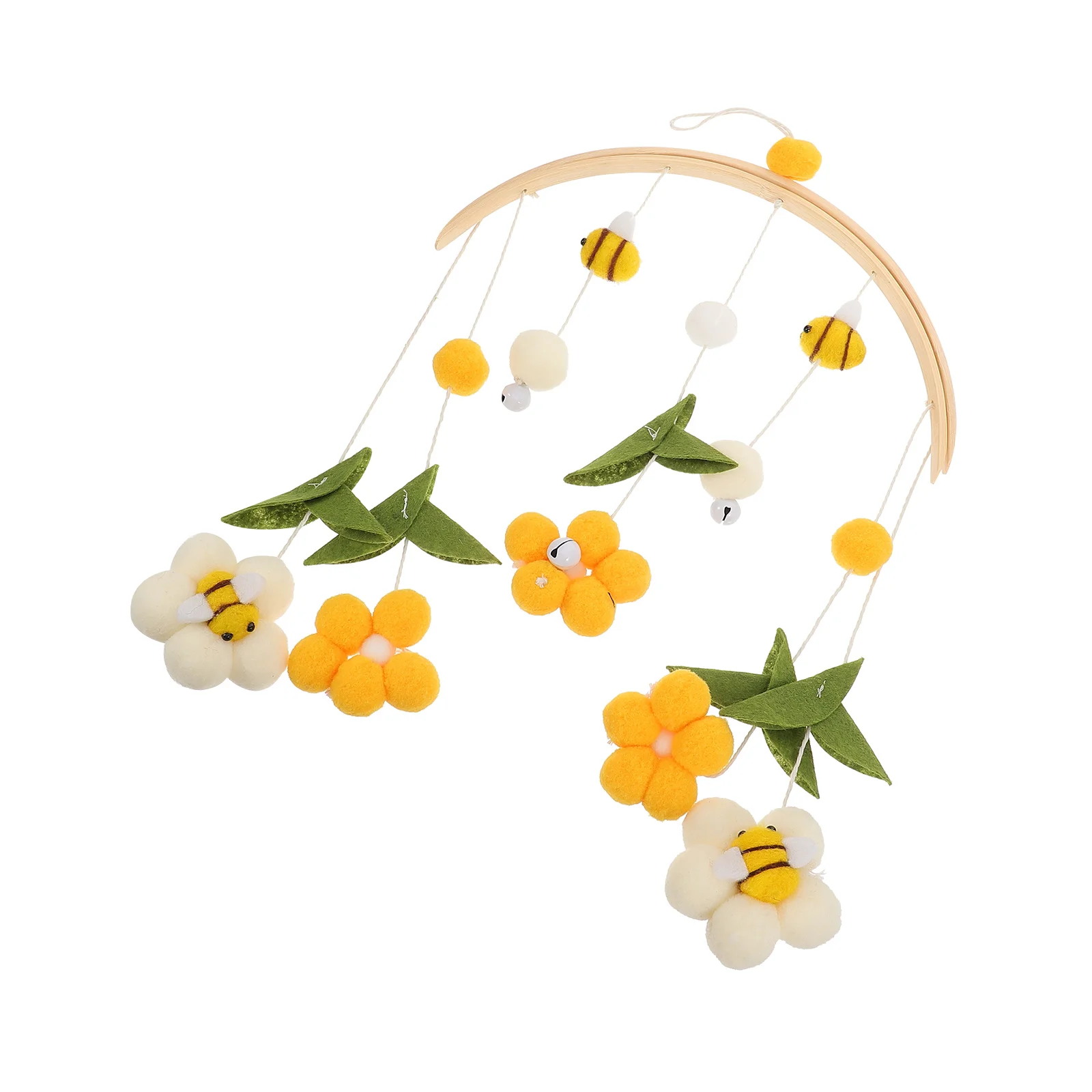 

Bee Flower Bed Bell Ornaments for Kids Bedroom Crib Mobile The Flowers Bells Wooden Baby Nursery Decor Hanging Decorations
