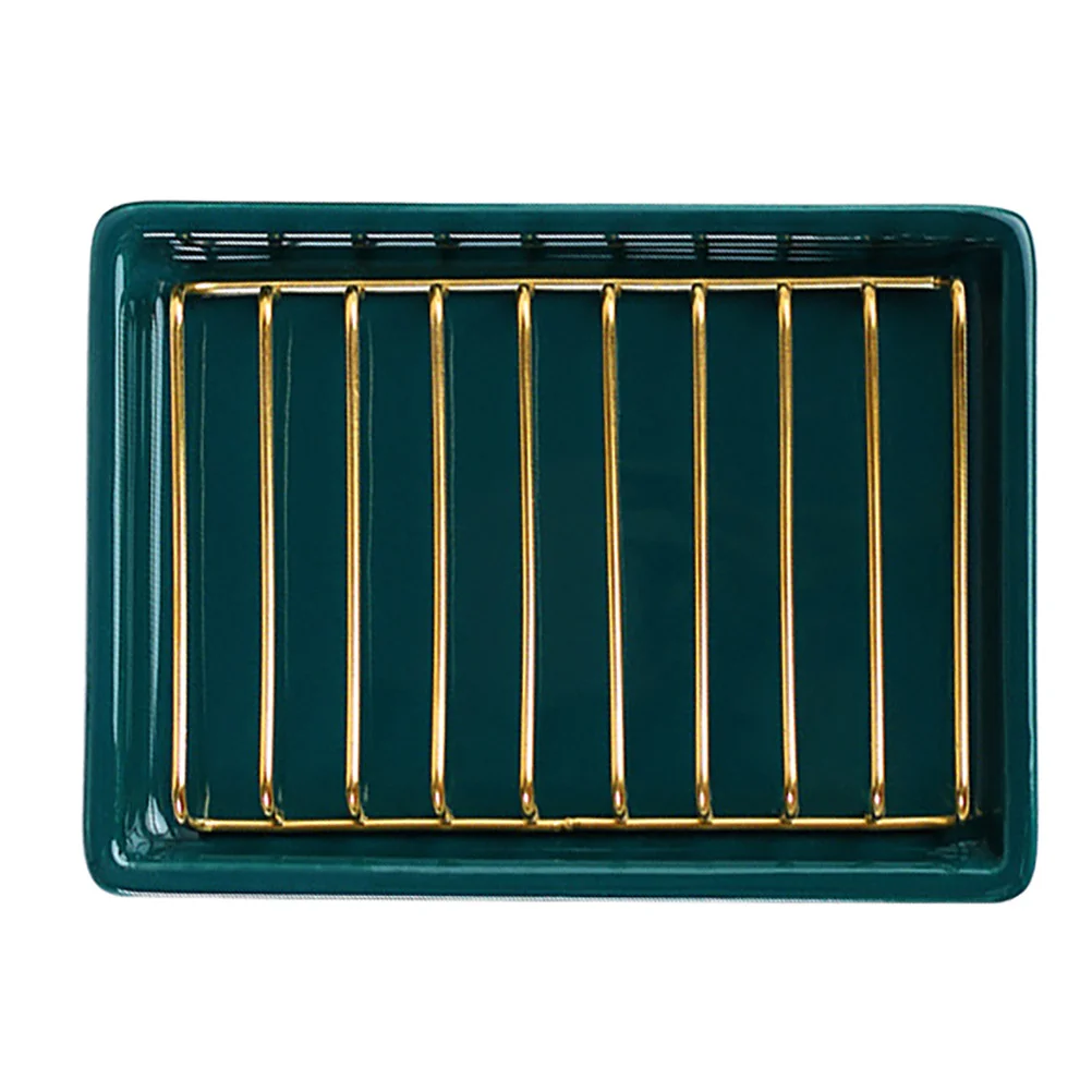 

1pc Ceramic Drain Tray Waterproof Eco- Box For Bathroom Kitchen Soap Shelf Organizer Draining Dish Rack