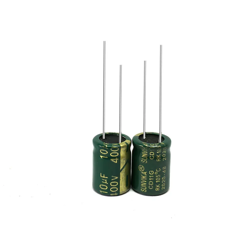 85pcs 400V 10uF Green Gold Electrolytic Capacitor High Frequency In Stock for Power Supply Electronics