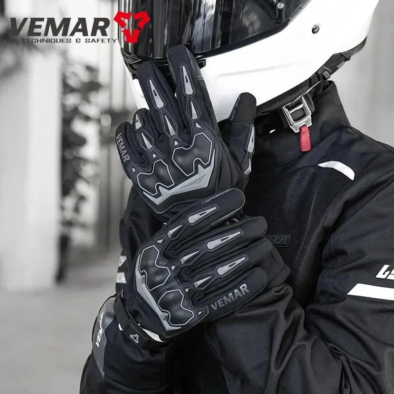 High-quality VEMAR Thermal Winter Moto Gloves Waterproof Wind Resistant Anti-slip Palm Protective Motorbike Riding Glove