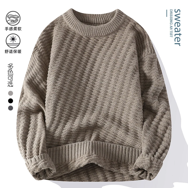 

Men sweater youth Thick Warm wool pullovers Men's Fashion Long Sleeve Sweaters 2024 Autumn/Winter Loose Knittwears M-4XL