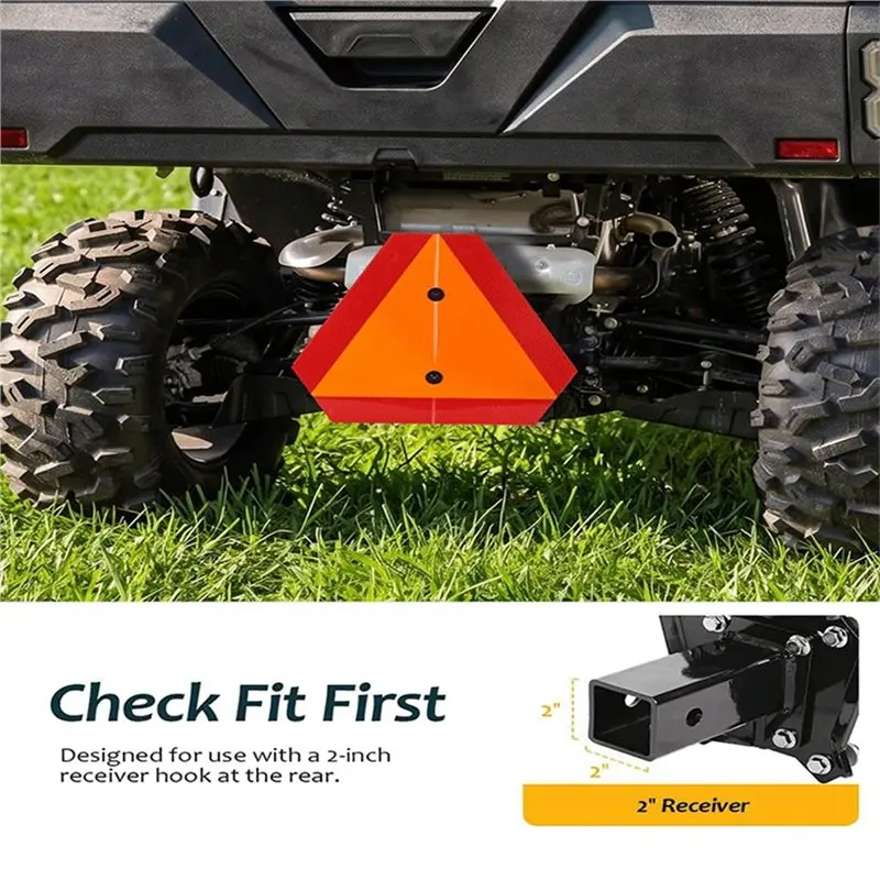UTV Slow Moving Vehicle Sign Bracket Kit Reflective SMV Triangle,Receiver Hitch Mount For Golf Cart,Tractor,ATV Vehicle