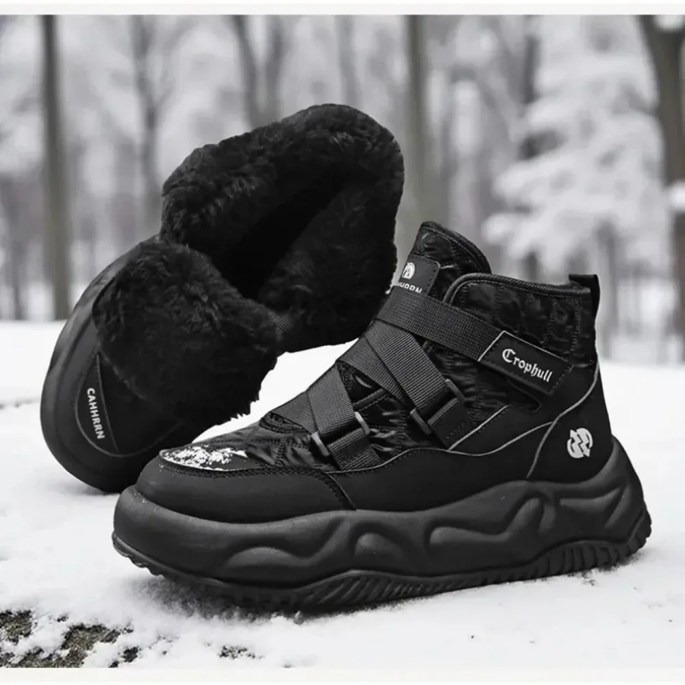 

2025 Warm Snow Boots 2025 Men's Fashion Plush Warm Comfortable Anti Slip Thick Sole Cotton Shoes Outdoor Vacation Casual Shoes