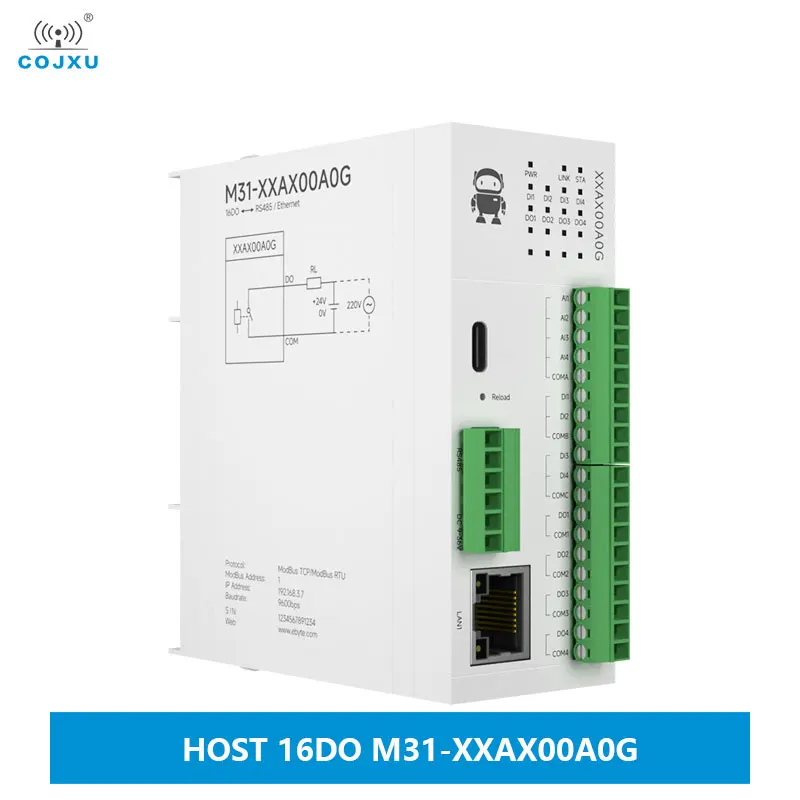 

16DO Analog Switch Acquisition RS485 RJ45 Distributed Remote IO Module Host Module COJXU M31-XXAX00A0G Modbus TCP/RTU PNP NPN