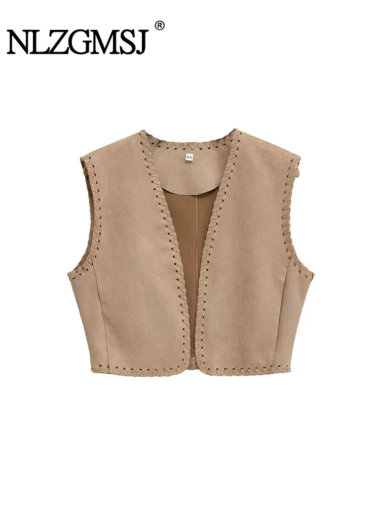 

2025 Spring Summer Elegant Chic Women Tops Sleeveless Short Vest New Fashion Female Tops