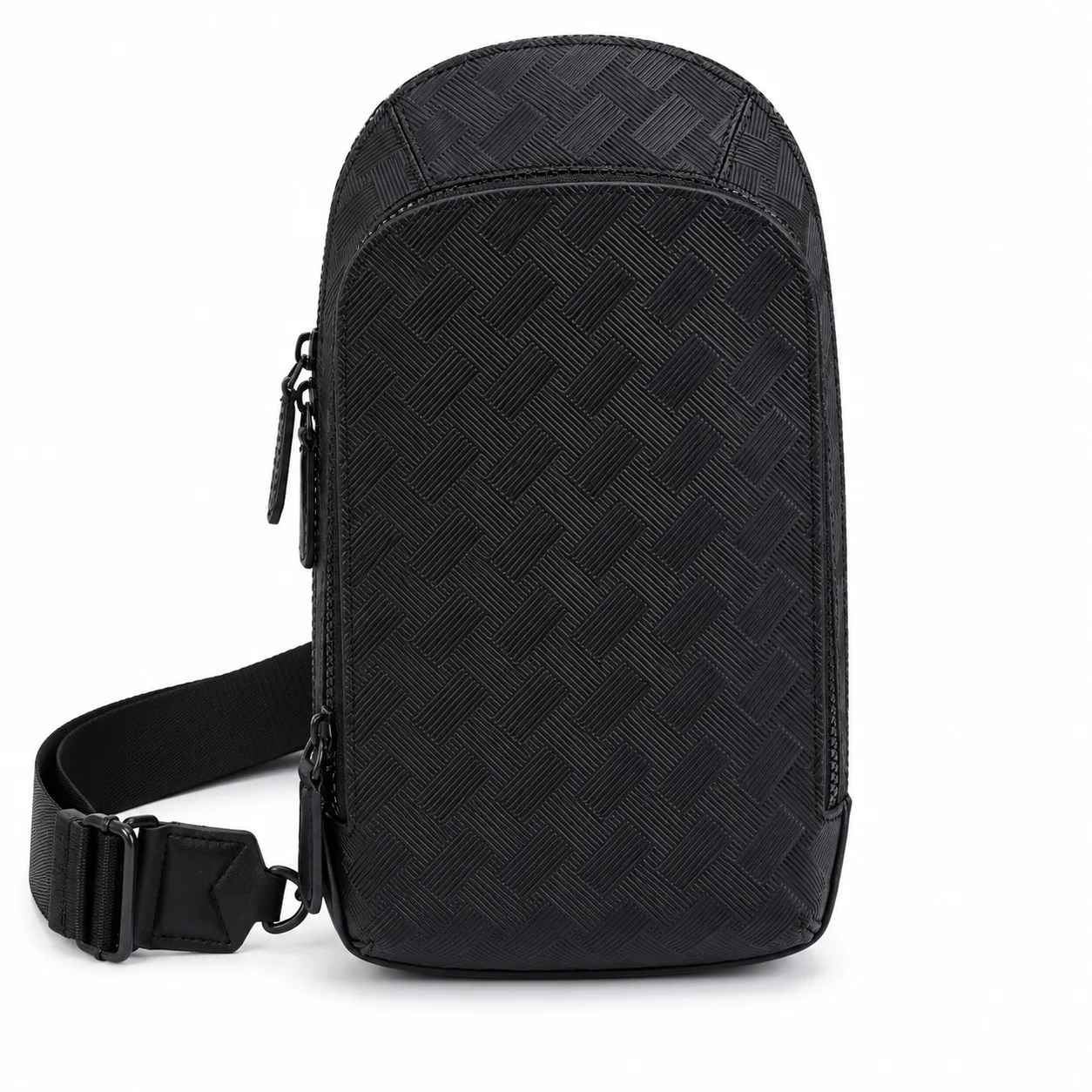 Men's Chest Bag Luxury Designer Sling Backpack Woven Crossbody Shoulder Leather Purse Business Messenger Male Travel Small Pack