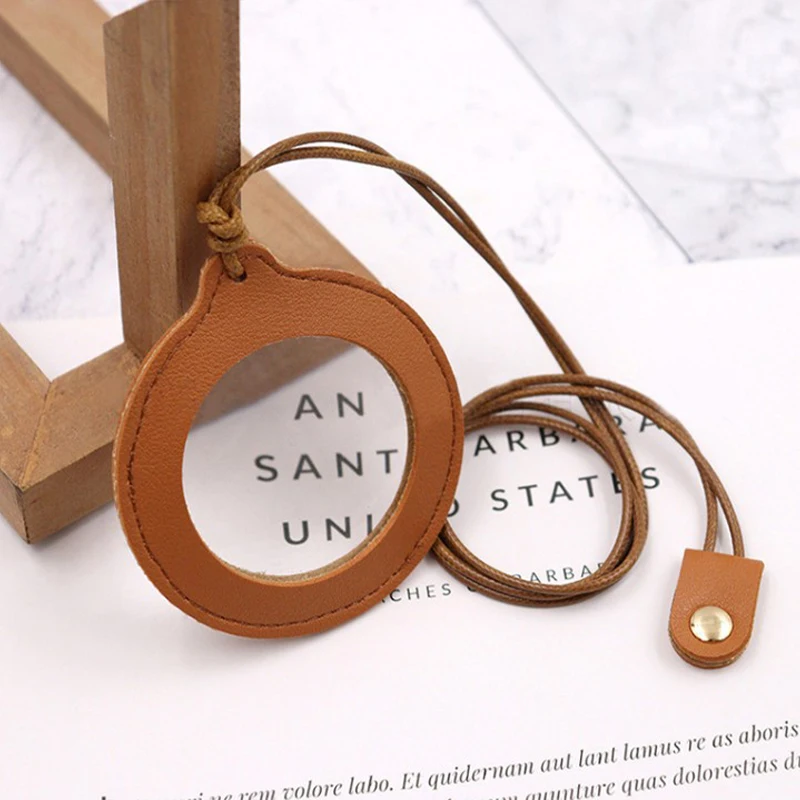 Neck Wear Mini Magnifying Glass With Leather Holder Portable Magnifier And Nature Exploration Toys For Inspection Reading Maps