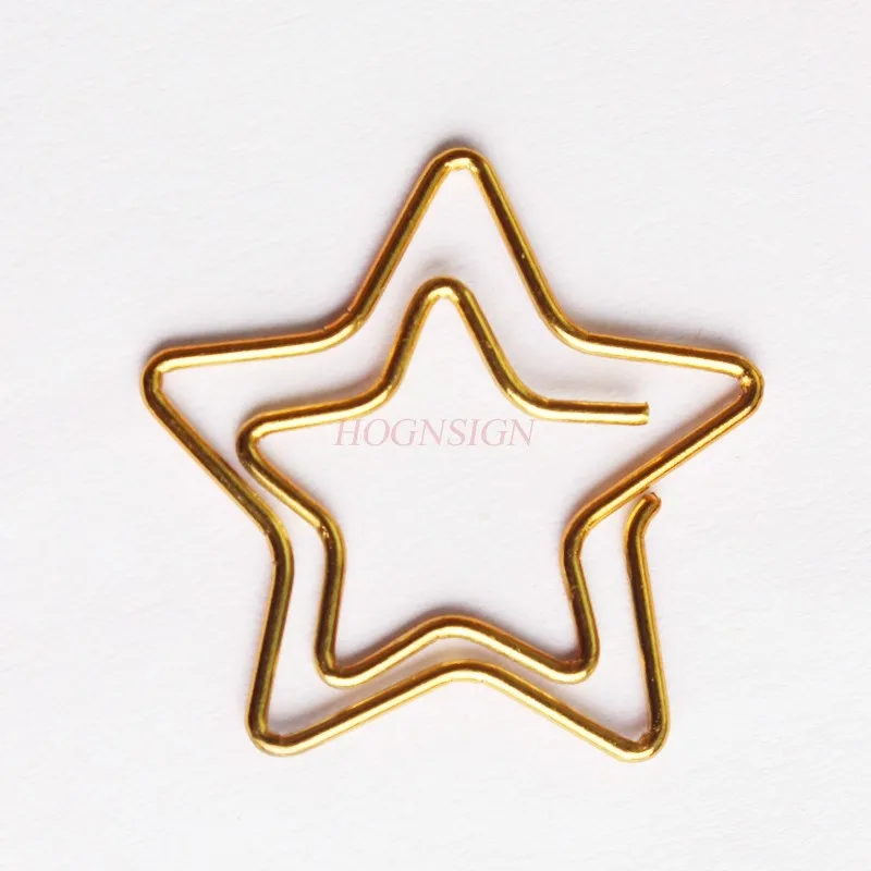 12pcs Christmas Gift Colored Gold Five Point Star Paper Clips Bookmark Creative Cute Metal Safety Pins