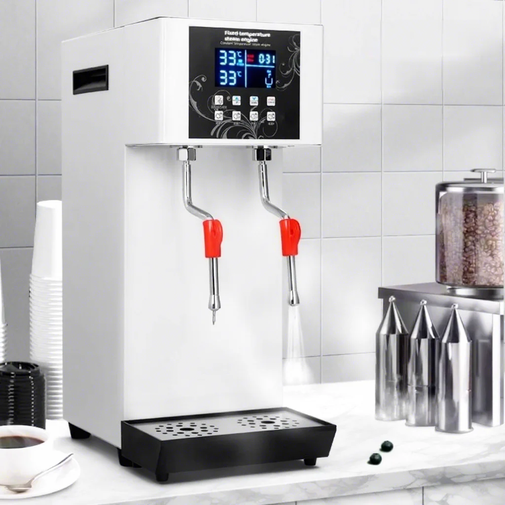 4-Button Temperature-Controlled 12L Commercial Steam Milk Frother Fully Automatic Heating Steamer for Bubble Tea Shop