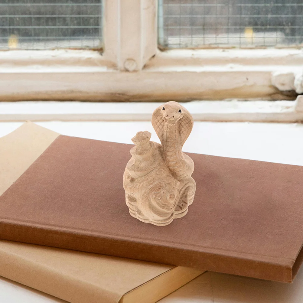 

2Pcs Snake Carving Crafts Exquisite Chinese New Year Decor for Home Office Study Lucky Zodiac Animal Ornament