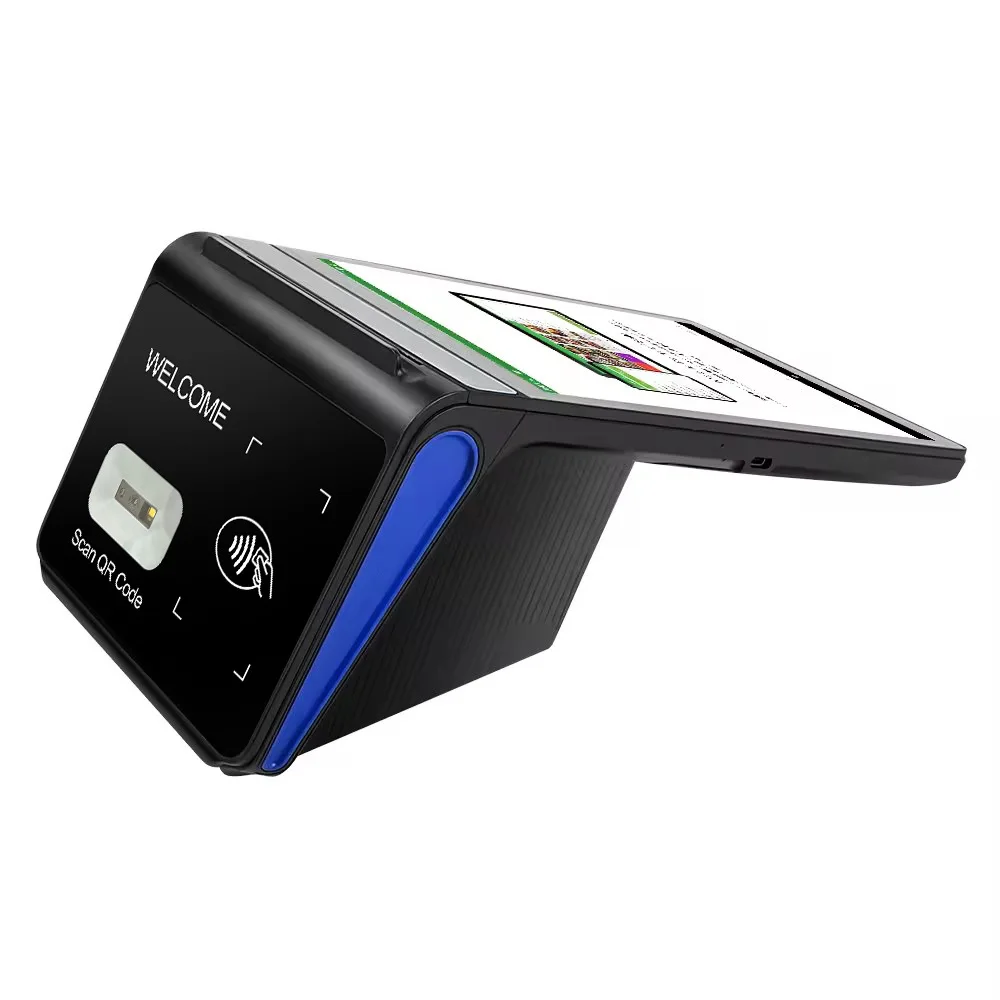 Desktop 8 Inch Android 12 POS Terminal with 58/80mm Printer, Loyverse Desktop POS 4G WIFI BT Mobile POS, NFC 2D Scanner Cash Reg