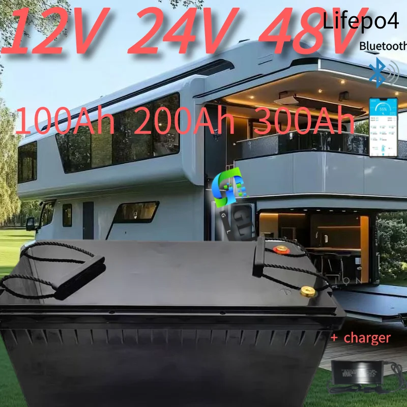 12V 24V 48V 100Ah 200Ah  300Ah  LiFePo4 Battery Lithium Iron Phosphate Batteries For Solar Boat inverter Golf Cart