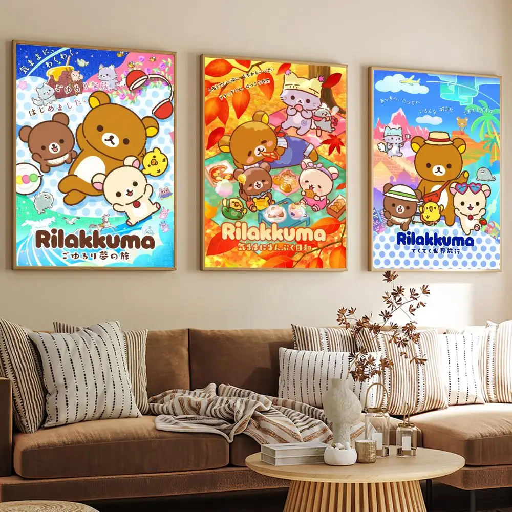 Cartoon Cute R-Rilakkuma Poster Decorative Wall Art Mural Stickers Home Decor Gift for Living Room & Hallway