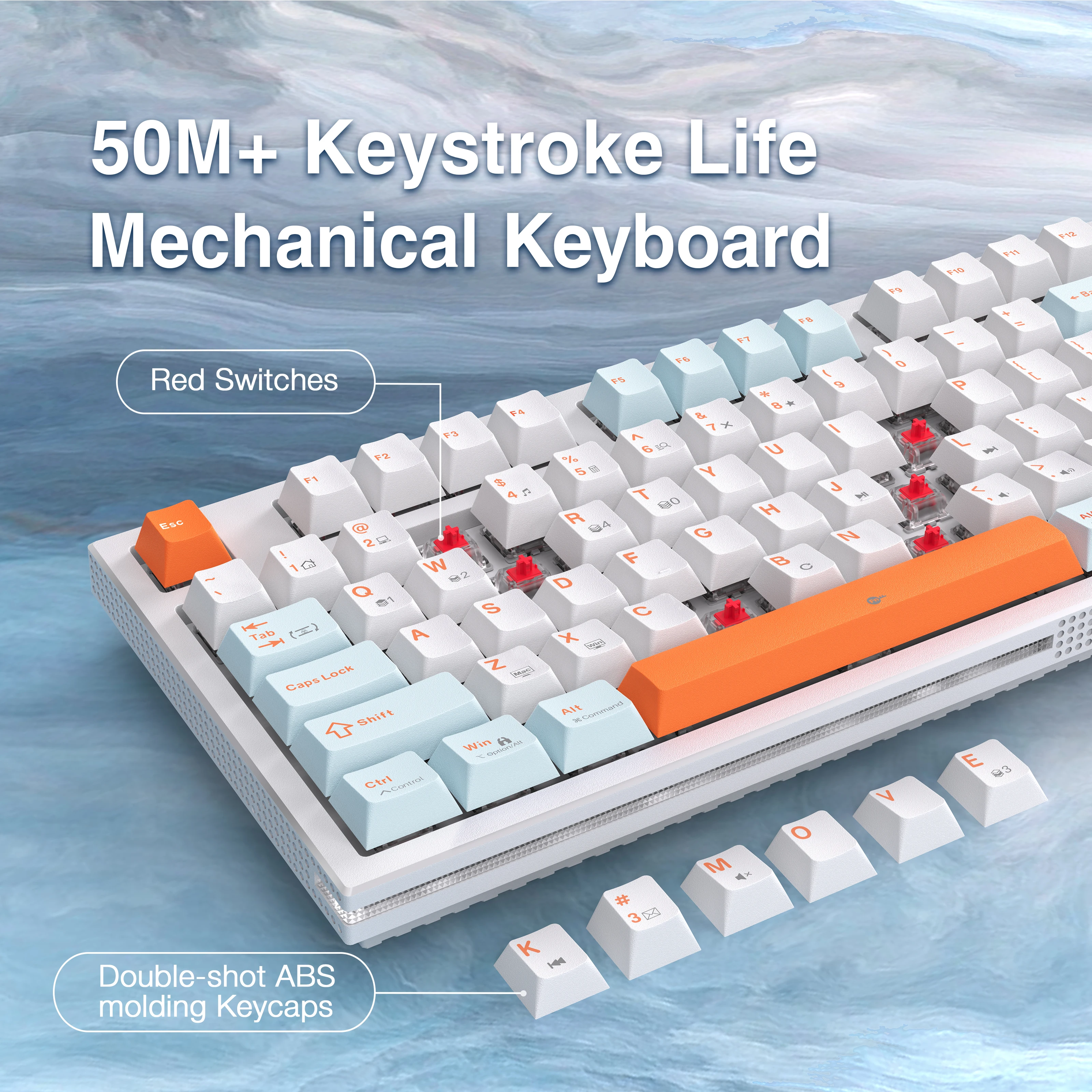 Imagem -03 - Kemove-teclado Mecânico Gaming K87se Tkl Interruptor Vermelho Linear Led Backlit Nkro Chave Programável Cabo Usb-c Destacável
