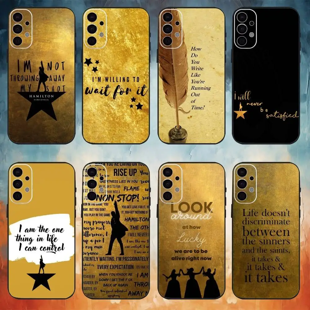 حافظة هاتف H-HaMiltOn M-Musical Lyrics لهاتف سامسونج S25,S24,S21,S22,S23,S30,Ultra,S20,Plus,Fe,Note,10,9,5G غطاء أسود