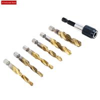 Titanium Combination Drill Tap Bit Set 26PCS SAE And Metric Tap Bits Kit For Screw Thread Drilling Tapping Deburring-A78G
