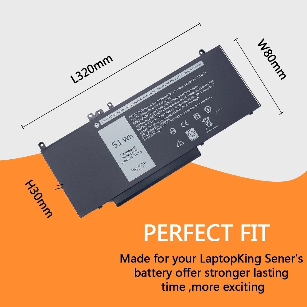 Batteria per Laptop G5M10 per Dell Latitude E5250 E5450 E5550 7.4V 51WH