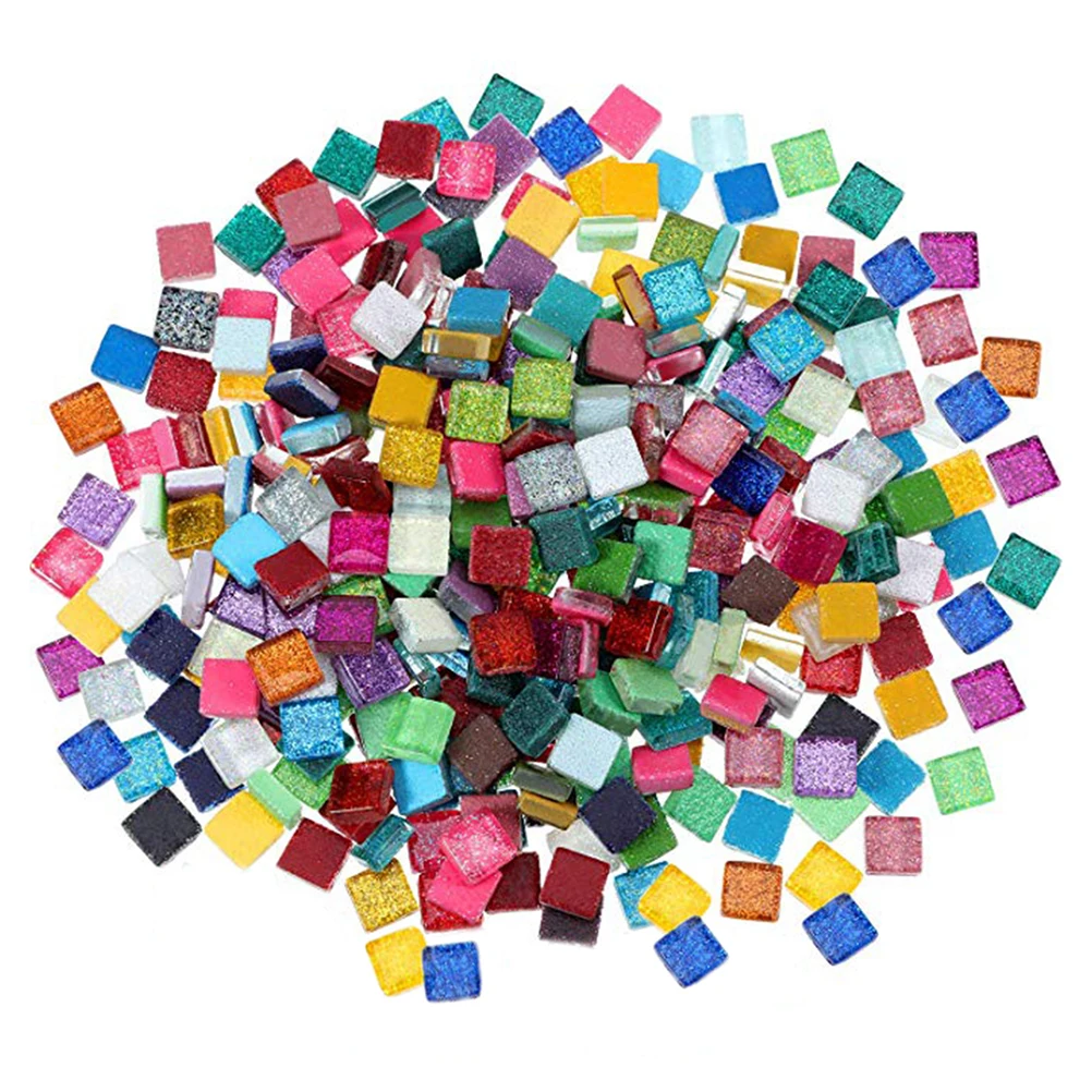 

300g Glitter Glass Mosaic Tiles Square Craft Supplies Multicolor DIY Decor Accessories Gifts Handmade Projects