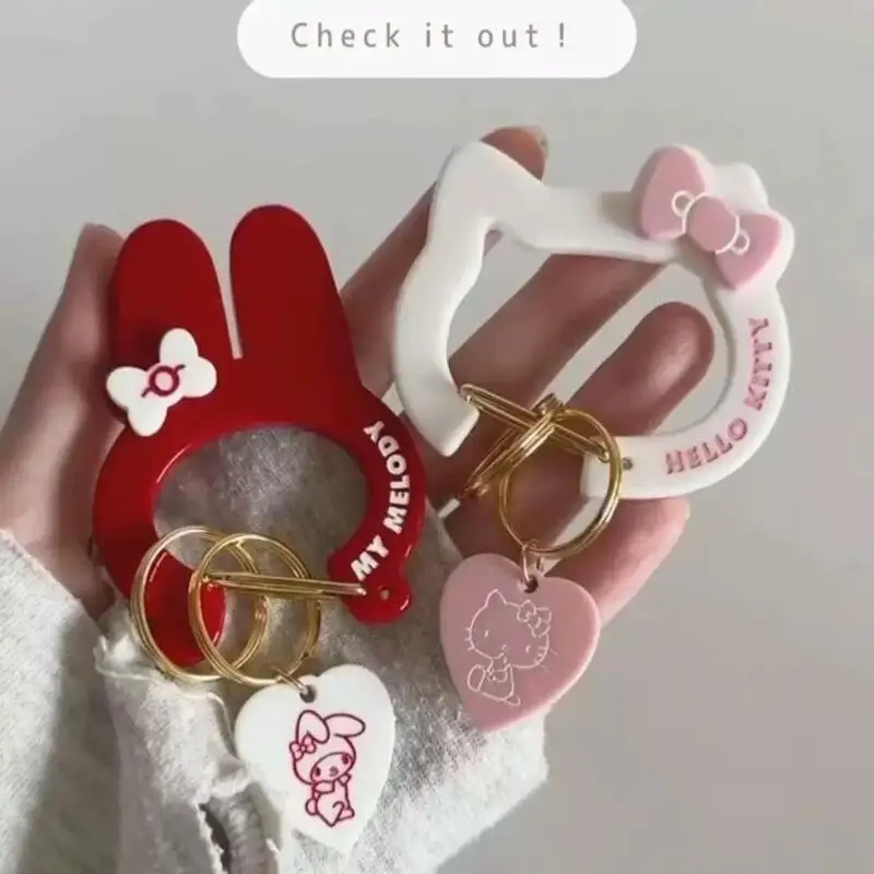 Sanrio Sugarbunnies Hello Kitty Melody Acrylic Sweet Carabiner Keychain Backpack Zipper Hanging Ornaments Girl Birthday Gifts