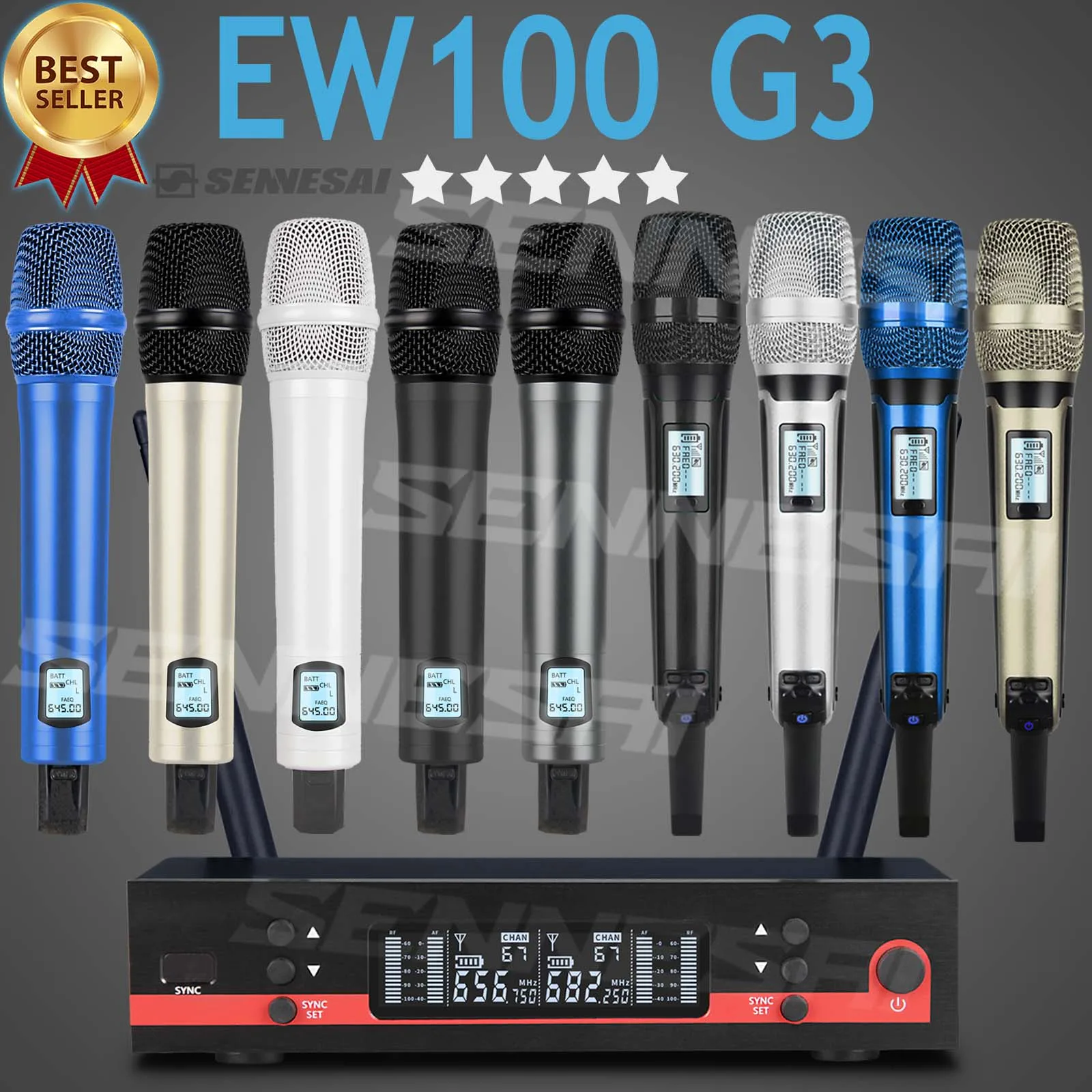 Top Quality！Ew100G3 Professional Dual Wireless Microphone Stage Performance 2 Channels 600-699 UHF Karaoke Metal Handheld e835