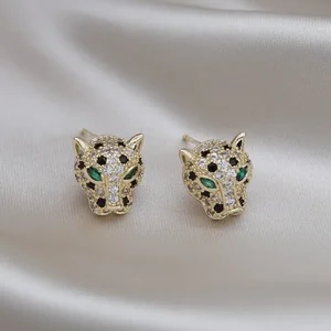 Coreia novo design moda jóias requintado conjunto de cobre zircão colorido animal leopardo brincos luxo feminino festa gala brincos 10 principais vendas fato de gala homem - №4