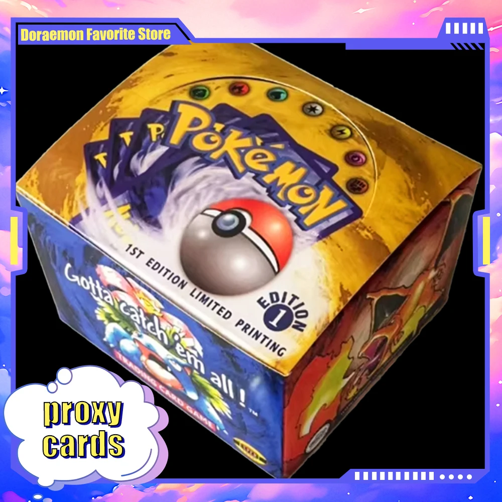 

Pokémon Foil 33 Packs 1ST Edition Classic Base Set Proxy Cards PKM Games Board Games Whole Set Card Collection Toys Gift