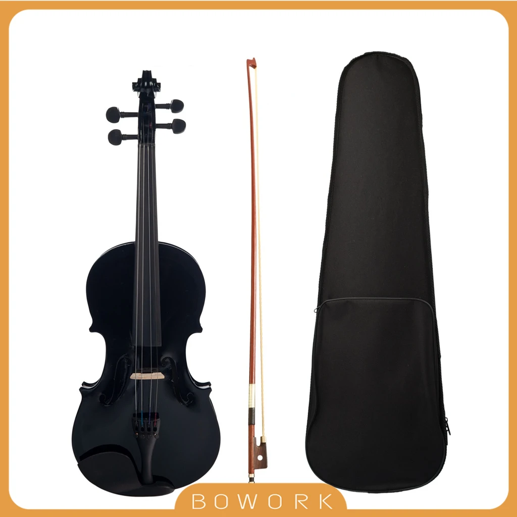 

1/4 Size Violin Black Maple Wood Acoustic Violin Fiddle W/Two Straps Carry Case Bridge 4/4 Size Violin Brazilwood Bow Gift SET