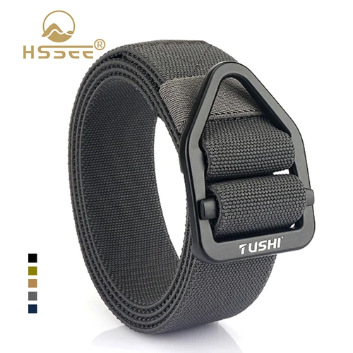 HSSEE Nuevo cinturón elástico para hombre hebilla de metal de aleación Cinturón táctico al aire libre Cinturón casual de 38 mm Cintura de jeans para hombres Envío gratis
