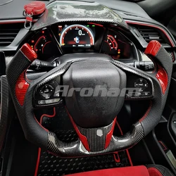 Pilot Carbon Fiber Steering Wheel Customized Replacement For Honda Civic 10th Gen 2016 2017 2018 2019 2020 2021 Type-R