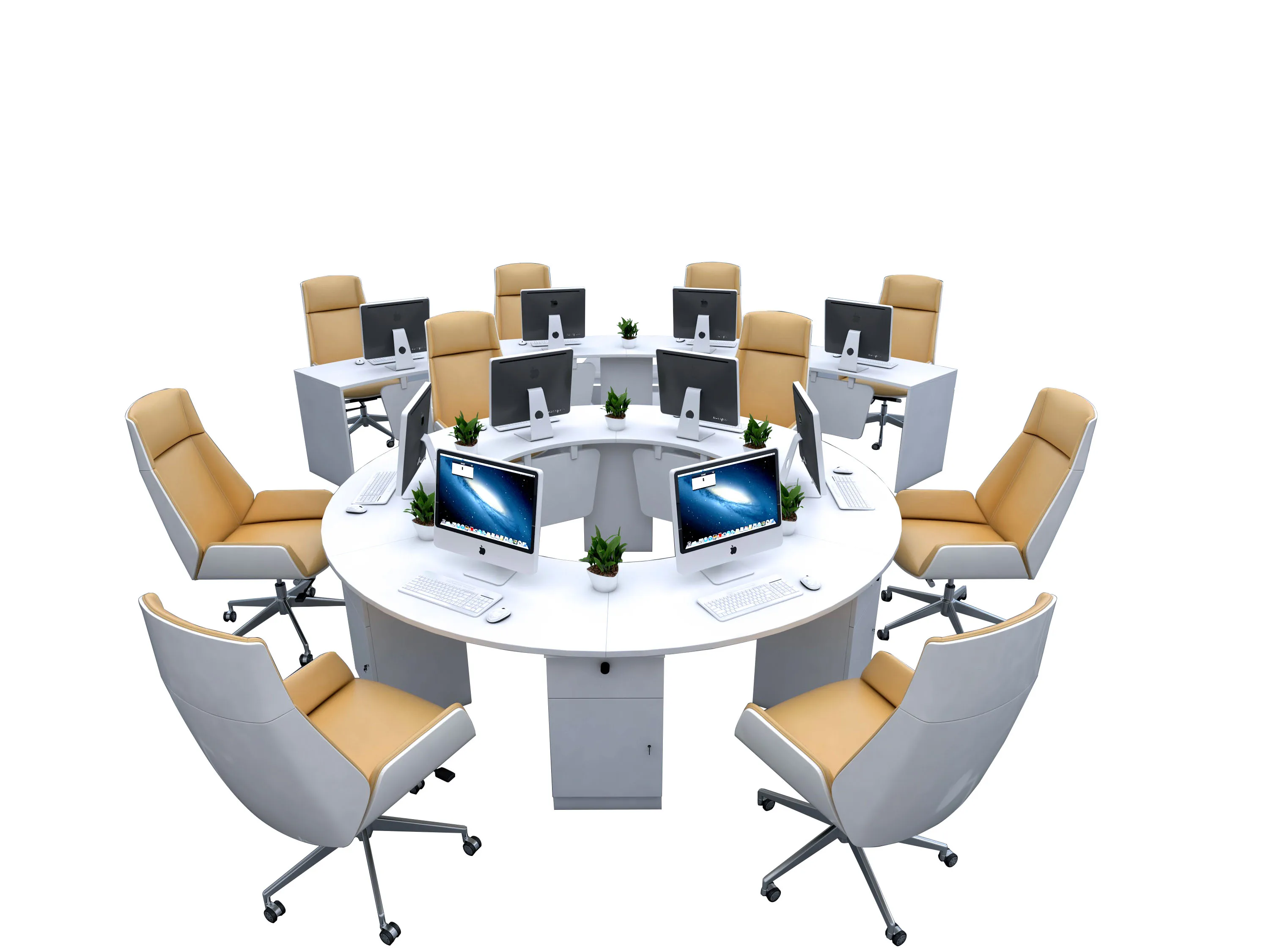 Employee desk creative arc circular 3/4/6 person position Employee workstation desk chair combination circular workstation