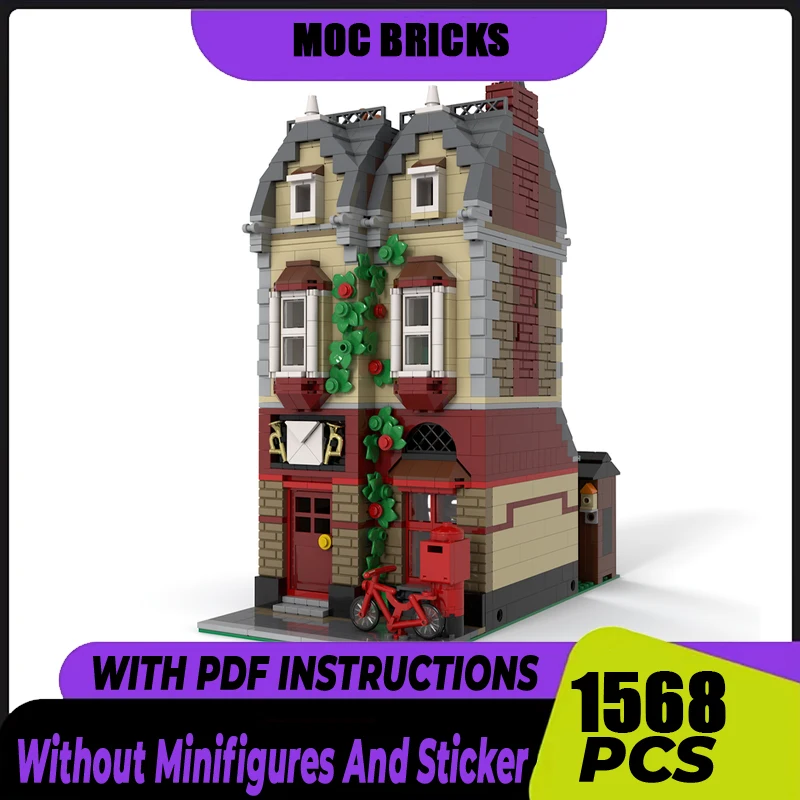 

Moc Building Blocks Modular The Old Post Office Model Technology Bricks DIY Assembly Gift Holiday City Street View Model Toy