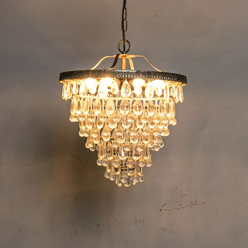 

Dimmable Retro LED Crystal Tear Drop Hanging Lamp Lustre Suspension Luminaire Lampen Chandelier Luxury Lighting For Living Room