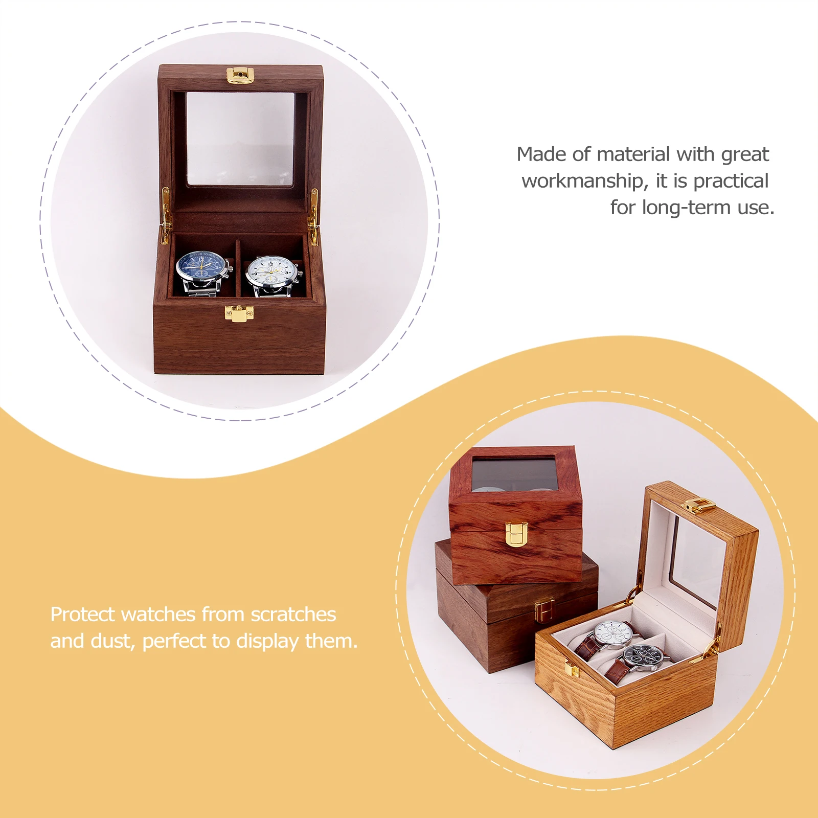 

1pc Elegant Storage Box 2 Slots Vintage Watch Organizer Display Case For Men Women Watch Case For Collection Display Protector