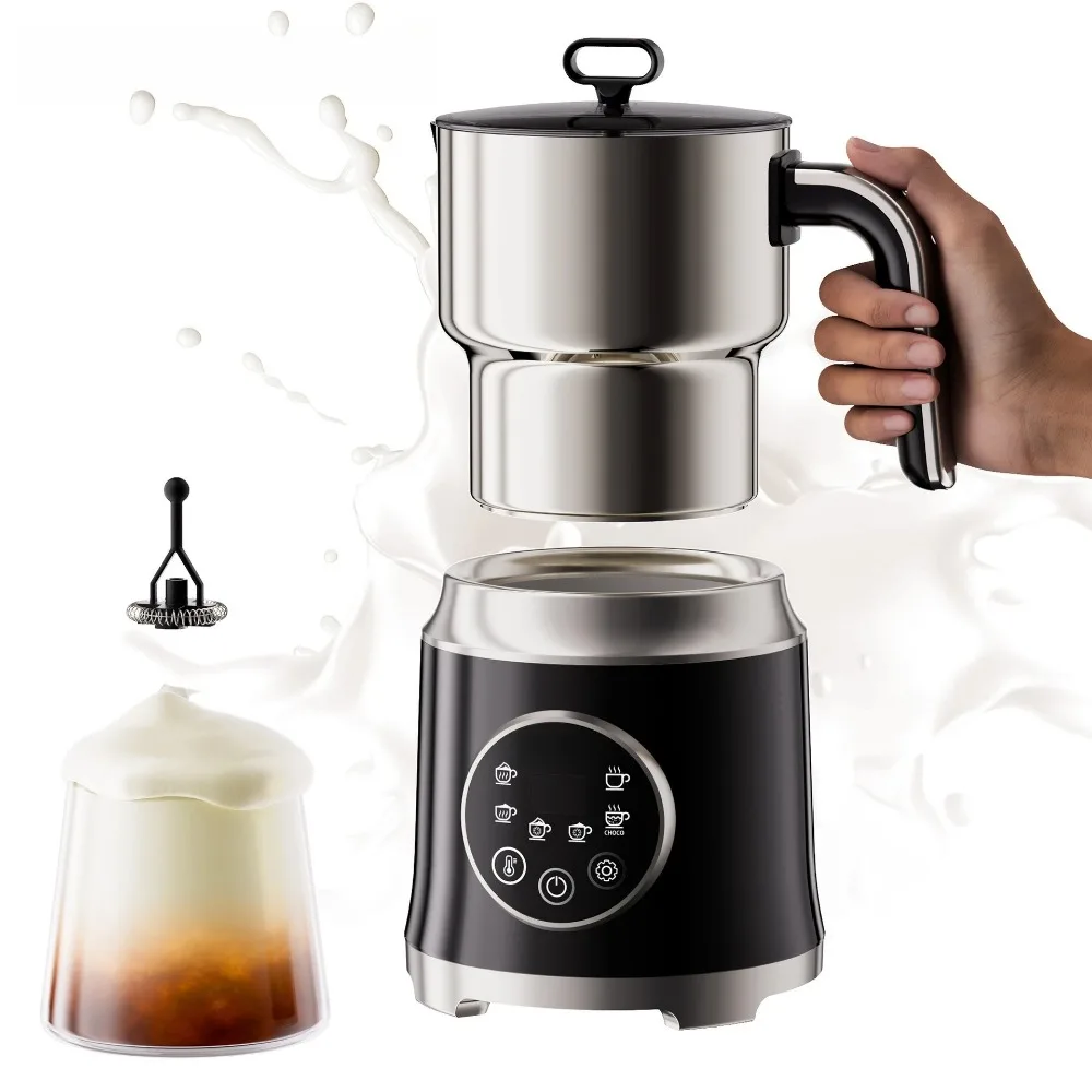 1.2L Electric Detachable Milk Frother and Steamer 6-in-1 Automatic Hot/Cold Foam and Hot Chocolate Maker Easy to Clean