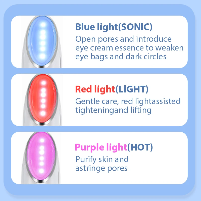 العناية بالعين جهاز التجميل مدلك الوجه 3 في 1 LED الفوتون عصا الضوء للاسترخاء العين الهالات السوداء أكياس العين الانتفاخ أداة العناية بالبشرة #5
