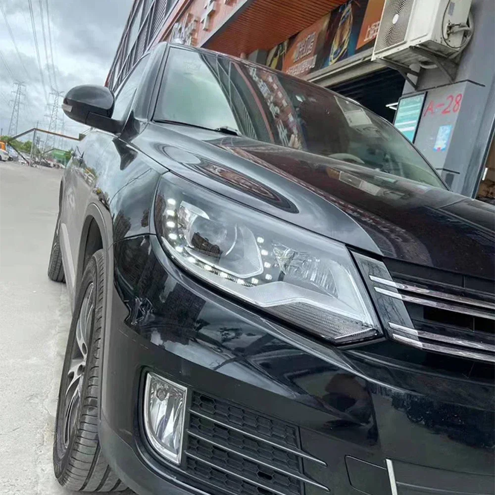 التوصيل والتشغيل تعديل مصابيح السيارة الأمامية الجمعية لشركة فولكس فاجن تيجوان 2013- 2016 السيارات LED العلوي ترقية عدسة العارض الملحقات