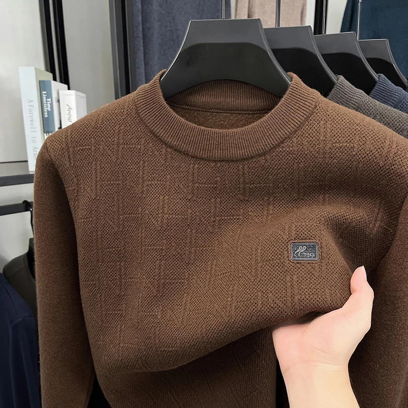 Marque haut de gamme mode en relief hommes pulls automne hiver luxe coréen mode confortable chaud top nouveau pull en tricot