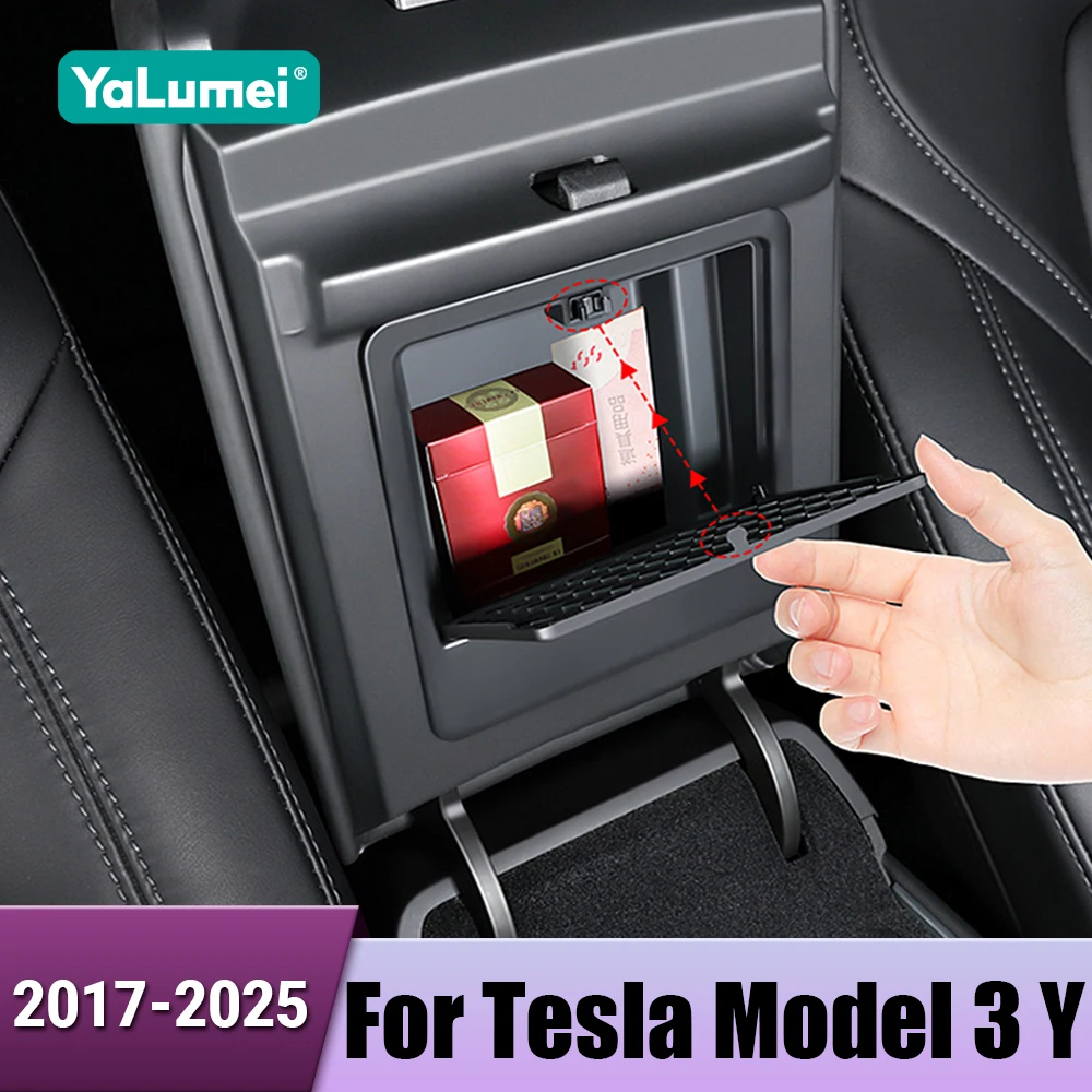 Auto Mittelkonsole Armlehne Versteckte Aufbewahrungsbox Für Tesla Modell 3 Modell Y 2017 2018 2019 2020 2021 2022 2023 2024 2025 Zubehör